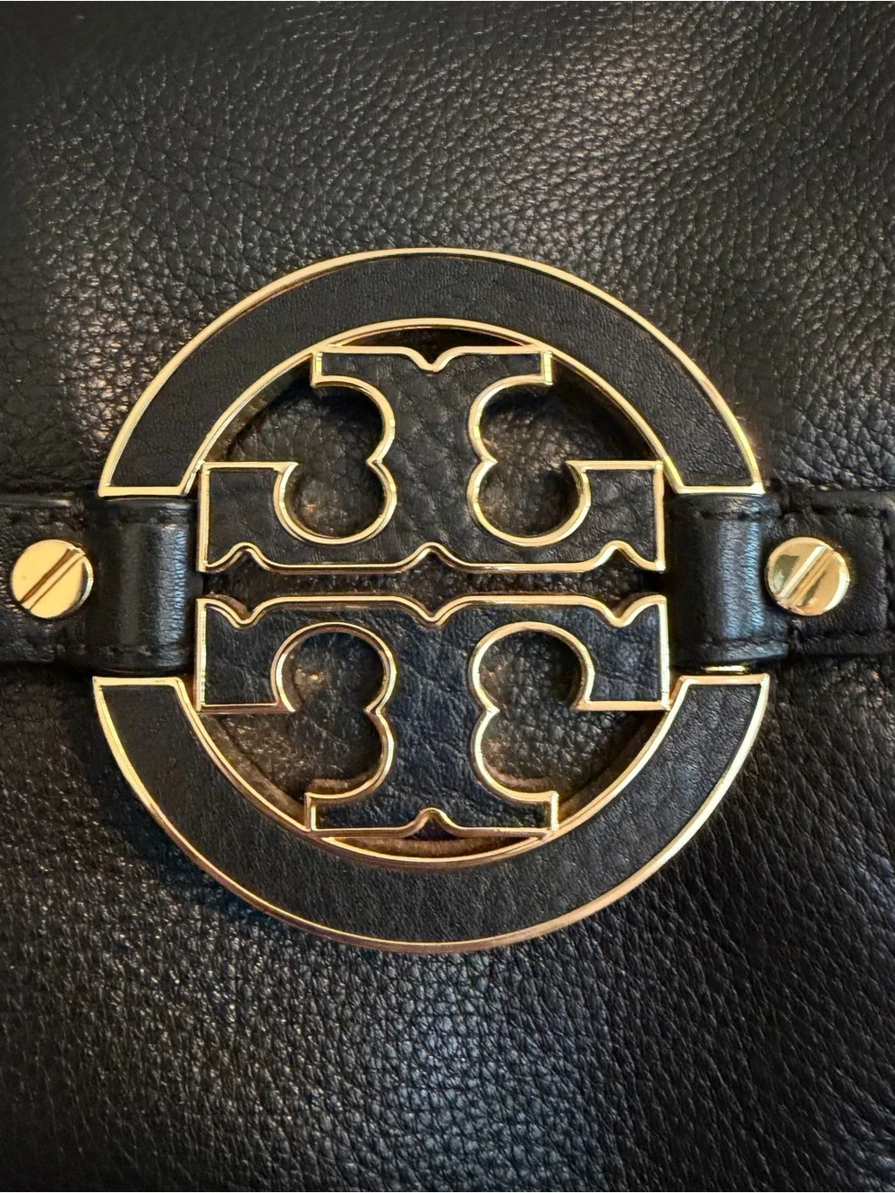 Tory Burch Black Leather Miller Dome Satchel with Gold Logo